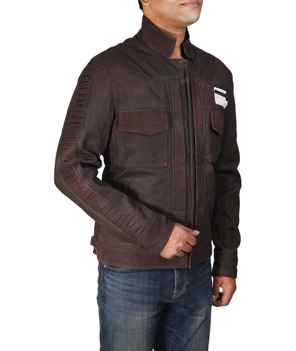 Cassain Brown Buff Leather Jacket For Men