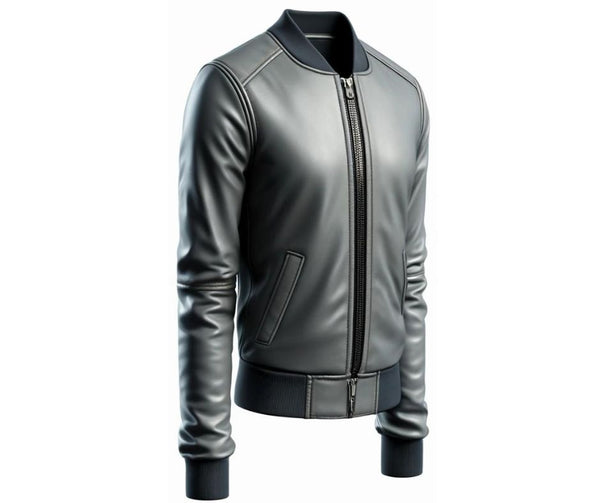 Grey Stylish Leather Jacket For Women