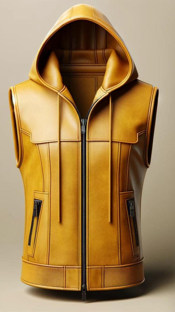 Yellow Cafe Racer Vest Leather For Women