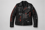 Printed Punk Rock Biker Jacket | Anarchy Symbol & Russian Text