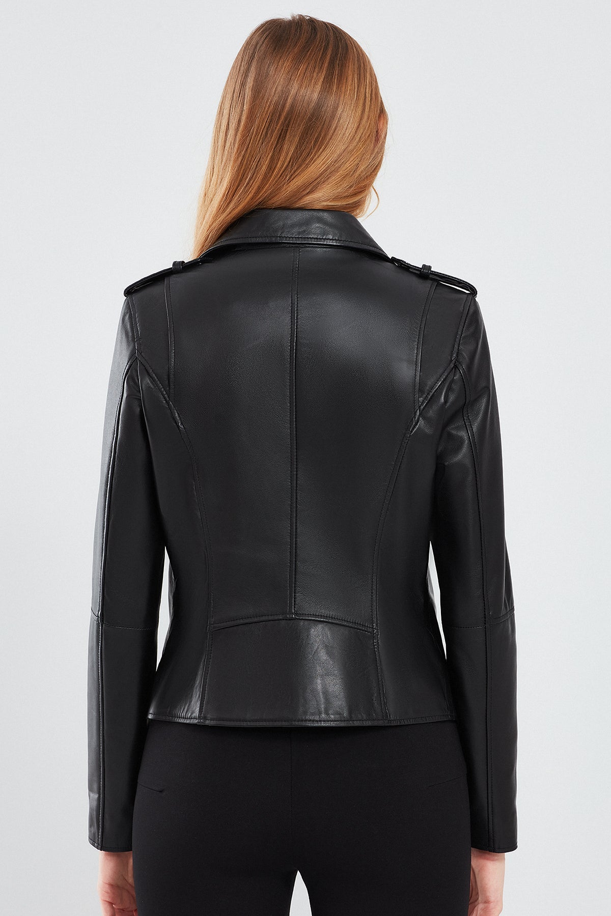 Egoist Biker Black Leather Jacket For Women