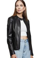 Beatrice Black Leather Jacket For Women