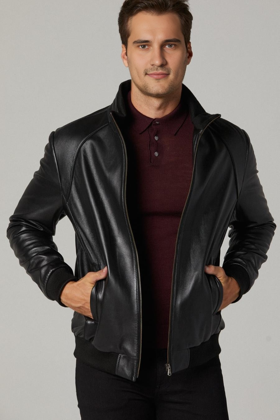 Houston Black Distressed Leather Jacket For Men