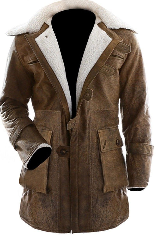Bane Light Brown Fur Leather Jacket For Men