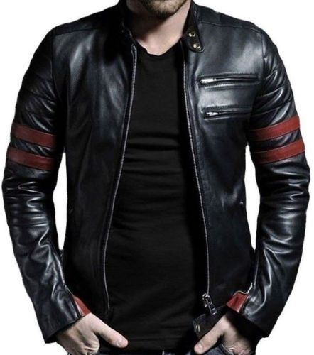 FC Retro Black Leather Jacket For Men