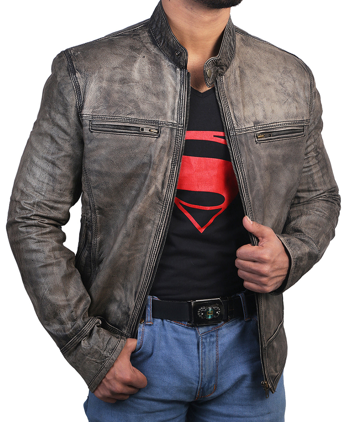 Antique Black Leather Jacket For Men