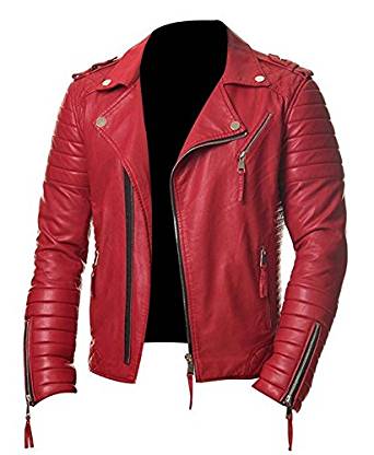 Prestige Biker Red Leather Jacket For Men