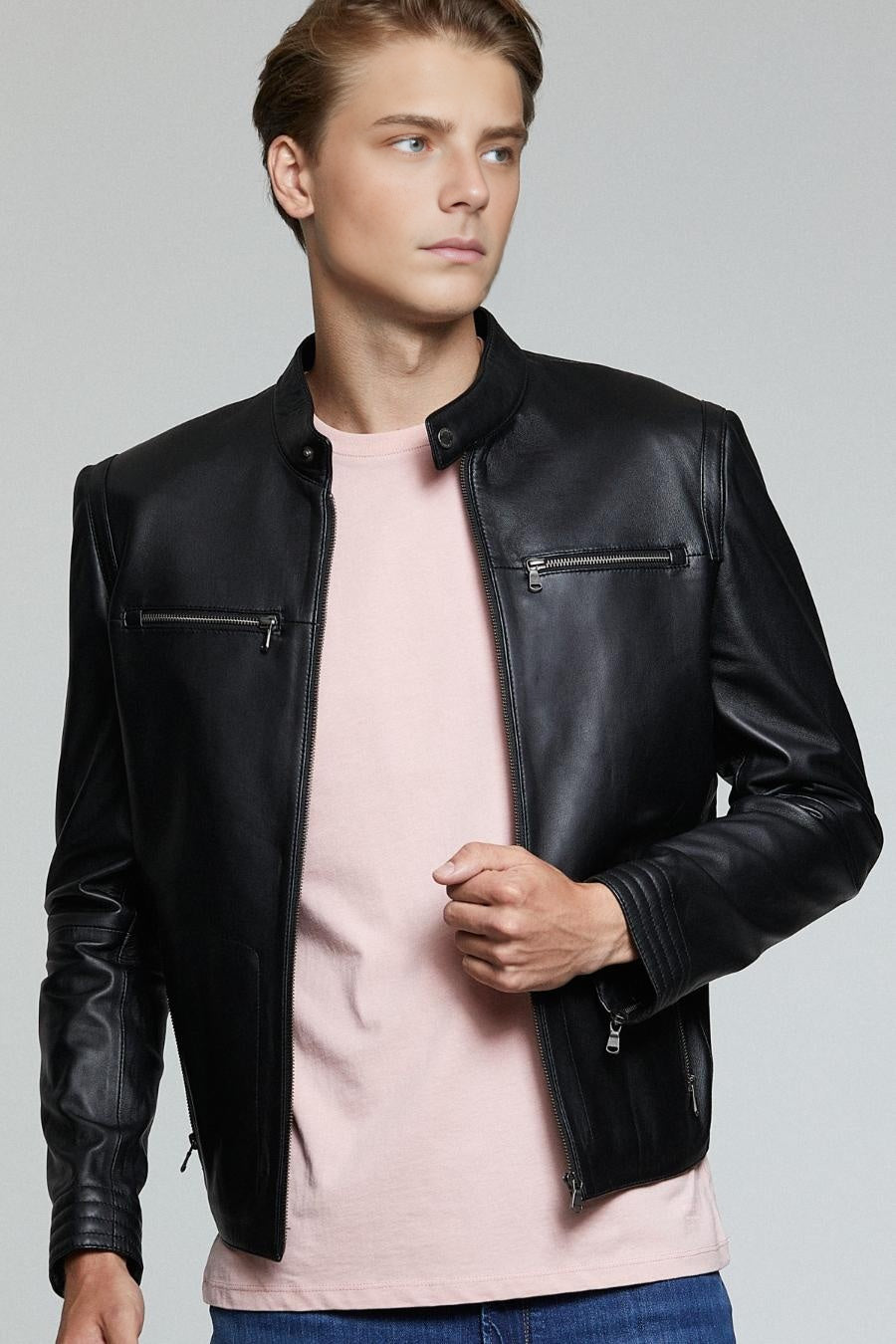 Sebastian Black stylish Leather jacket