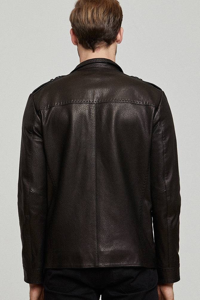Moreno Sport Black Leather Jacket For Men