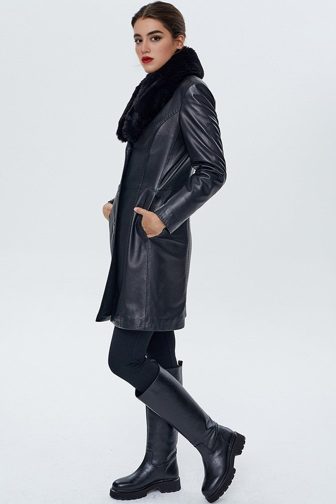 Black Christina Long Coat For Women