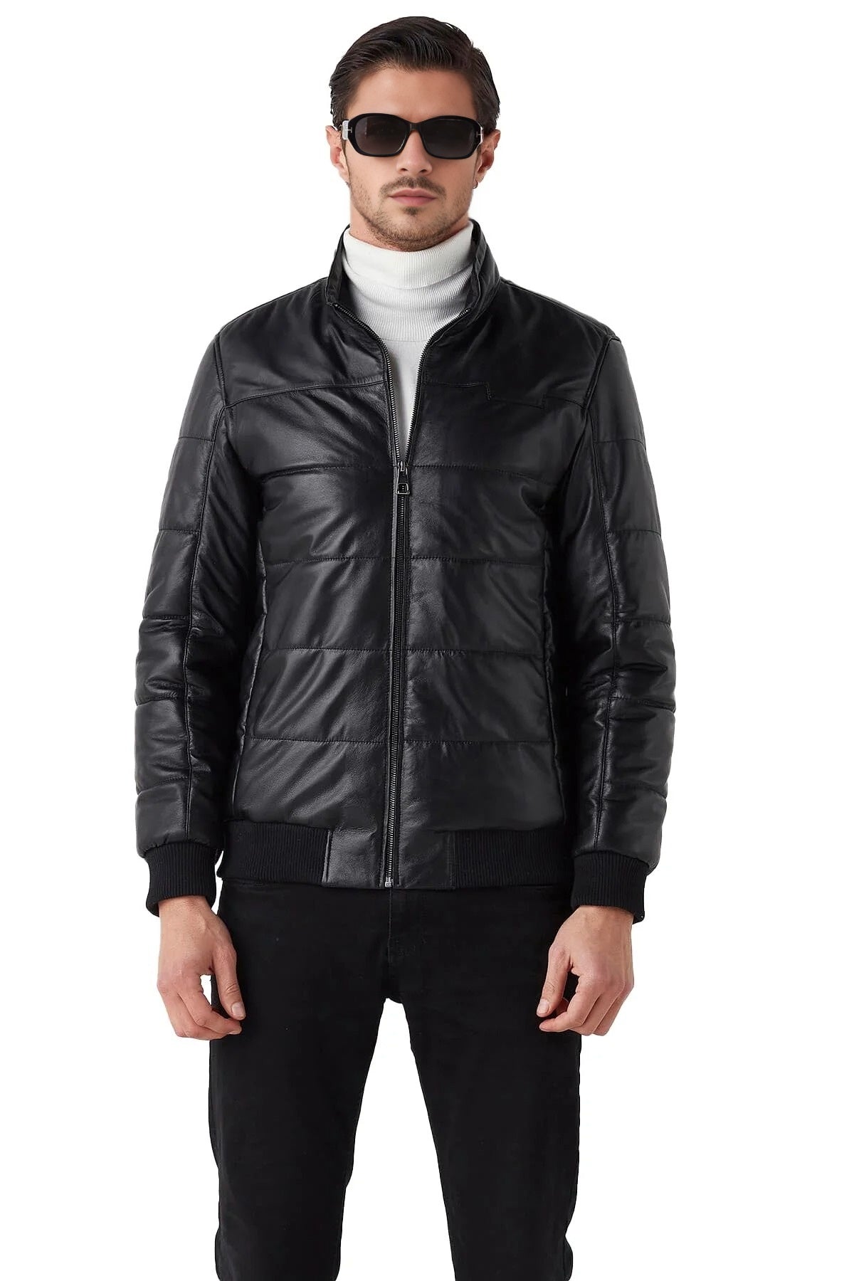 Levi Black Bomber Leather Jacket For Men