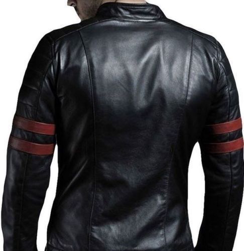 FC Retro Black Leather Jacket For Men