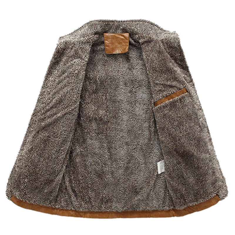 Parka Brown Fur Leather Coat For Men