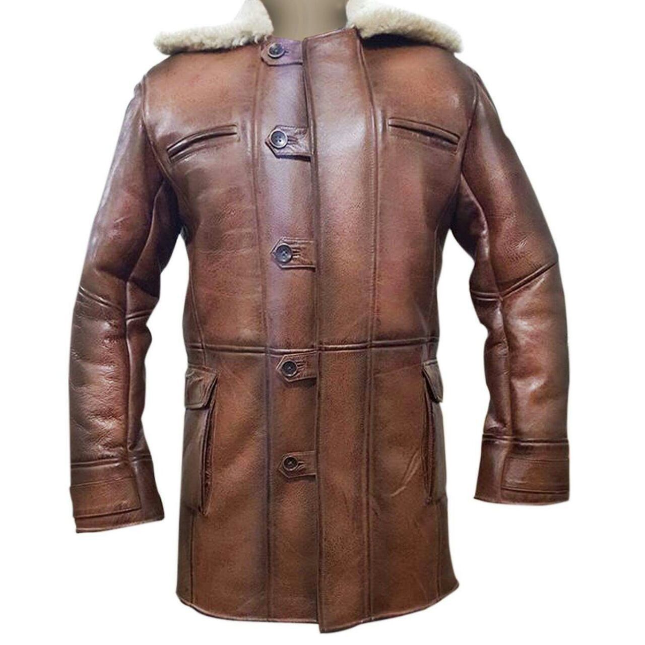 John Son Real Distressed Wax Brown Fur Leather Coat