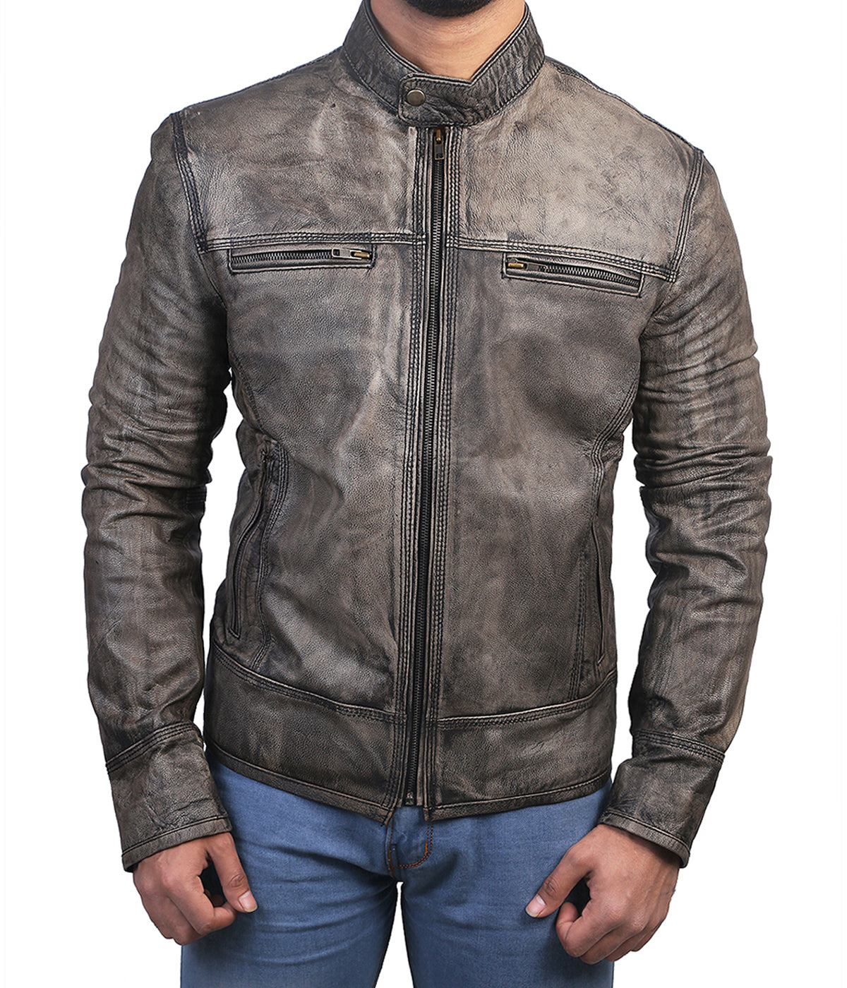 Antique Black Leather Jacket For Men