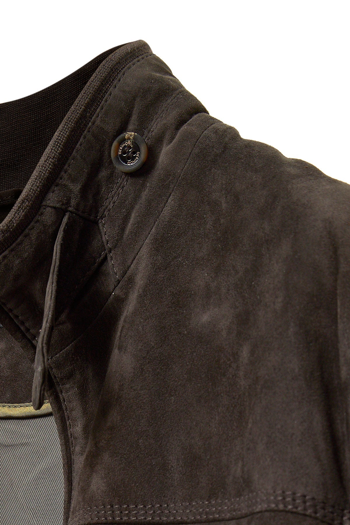 Marcelo Men's Mandarin Brown Collar Suede Leather Jacket