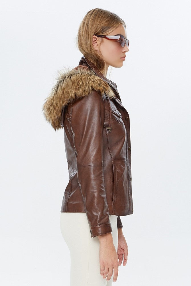 Women Brown Leather Jacket
