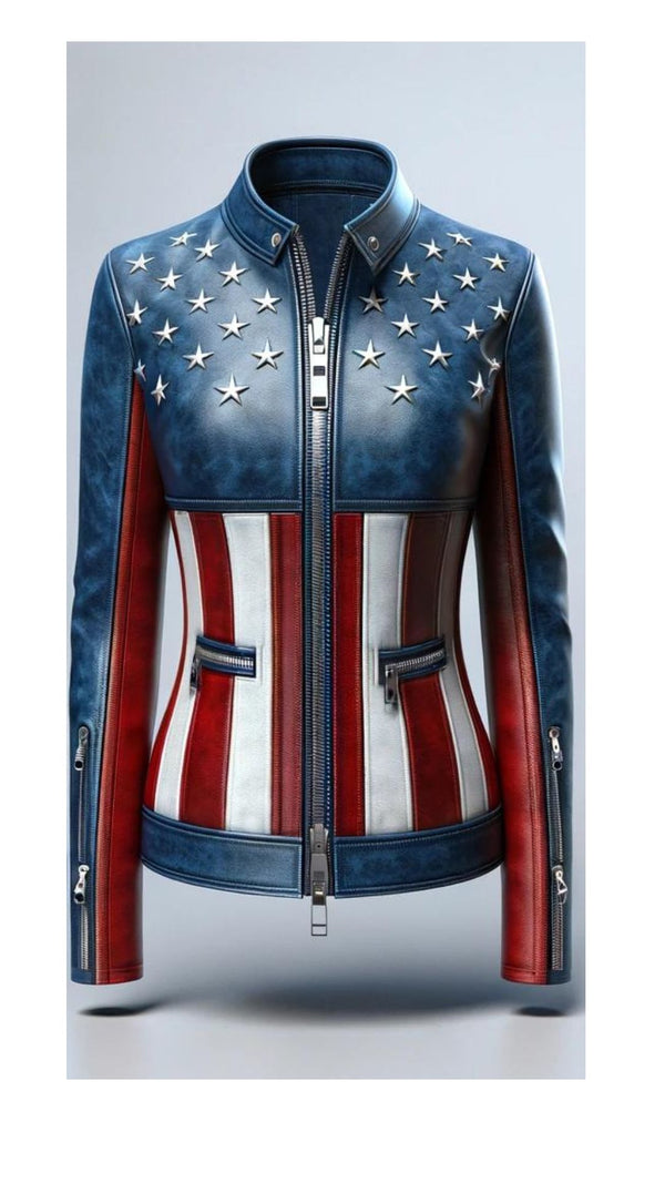 American Flag Leather Jacket For Women