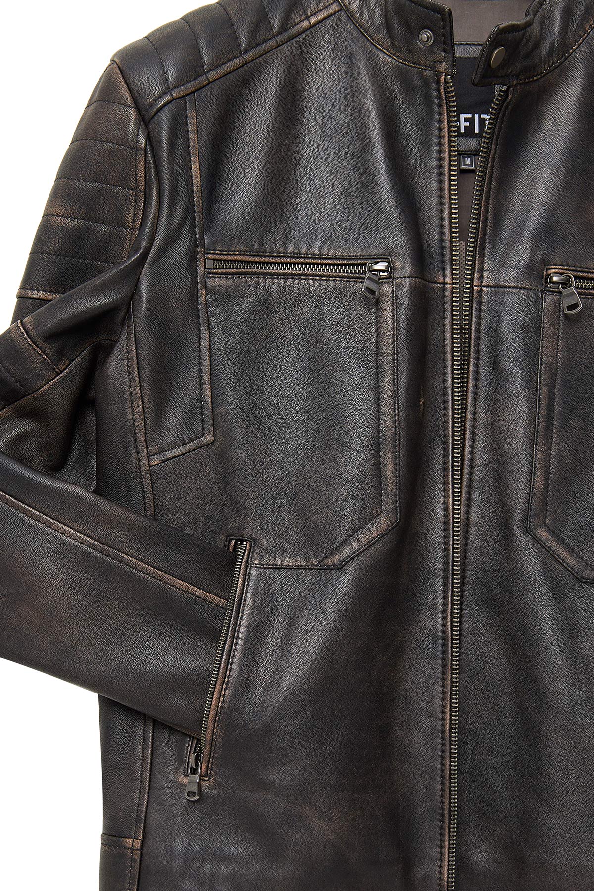 Morant Men's Vintage Slim-Fit Brown Leather Jacket