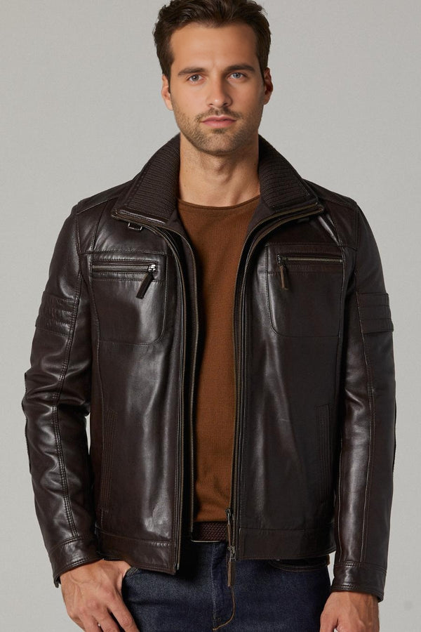 Ebony Brown Leather Jacket For Men