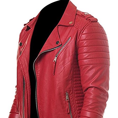 Prestige Biker Red Leather Jacket For Men