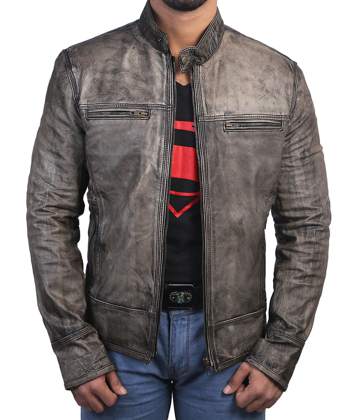 Antique Black Leather Jacket For Men