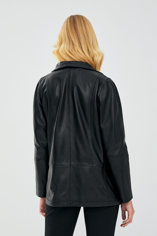Lucy Casual Black Leather Jacket For Women