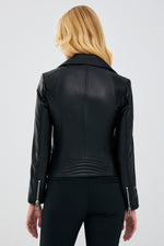 Helena Black Biker Sheepskin Leather Jacket