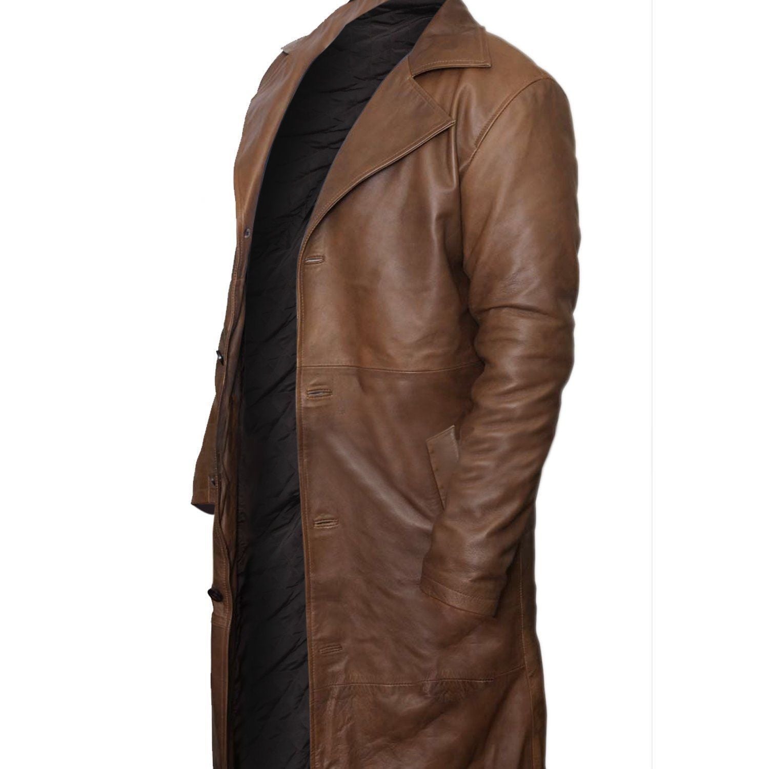 Orlando Waxed Brown Leather Coat For Men