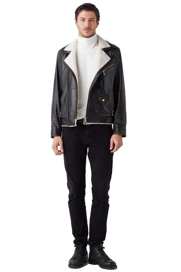 Jahmir Fur Stylish Leather Jacket For Men