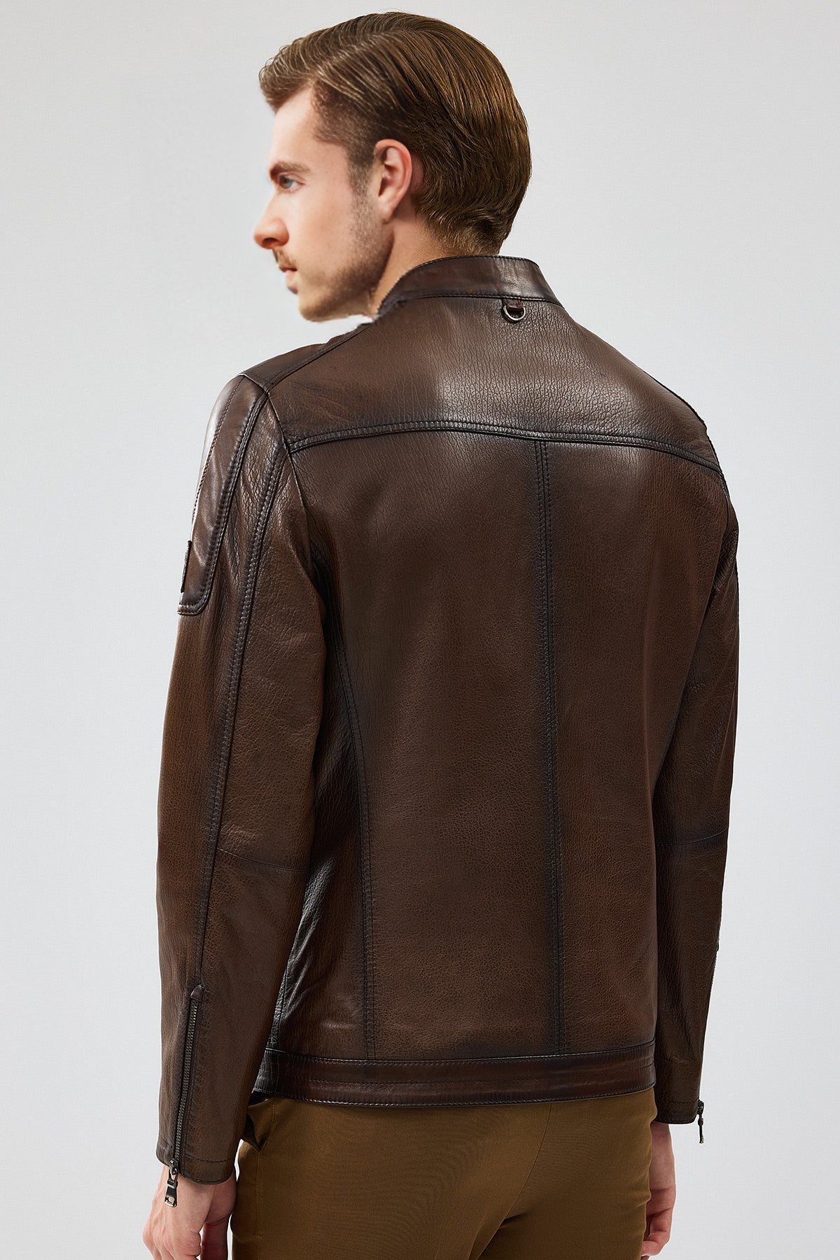 Kawhi Brown Slim-Fit Men's Leather Jacket