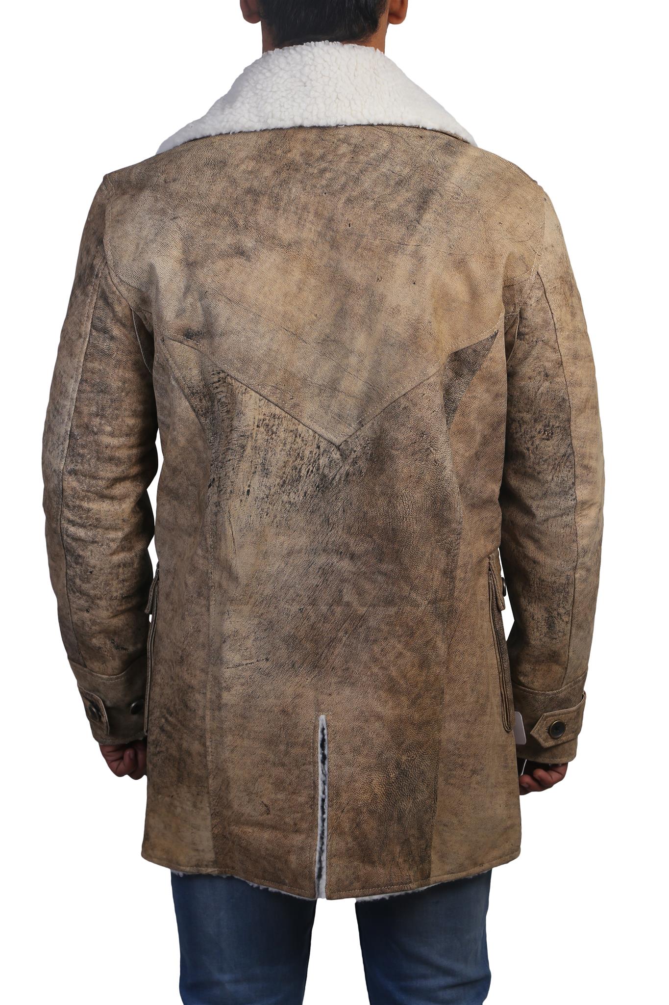 Bane Light Brown Fur Leather Jacket For Men
