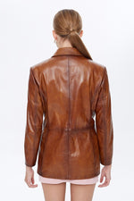 Camel Barbara Leather Jacket For Women's