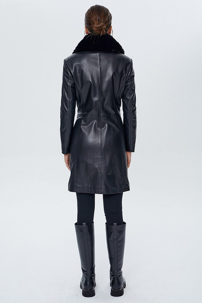 Black Christina Long Coat For Women