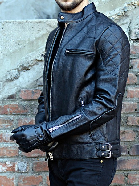 Beckham Distressed Stylish Motor Bike Leather Jacket For Men