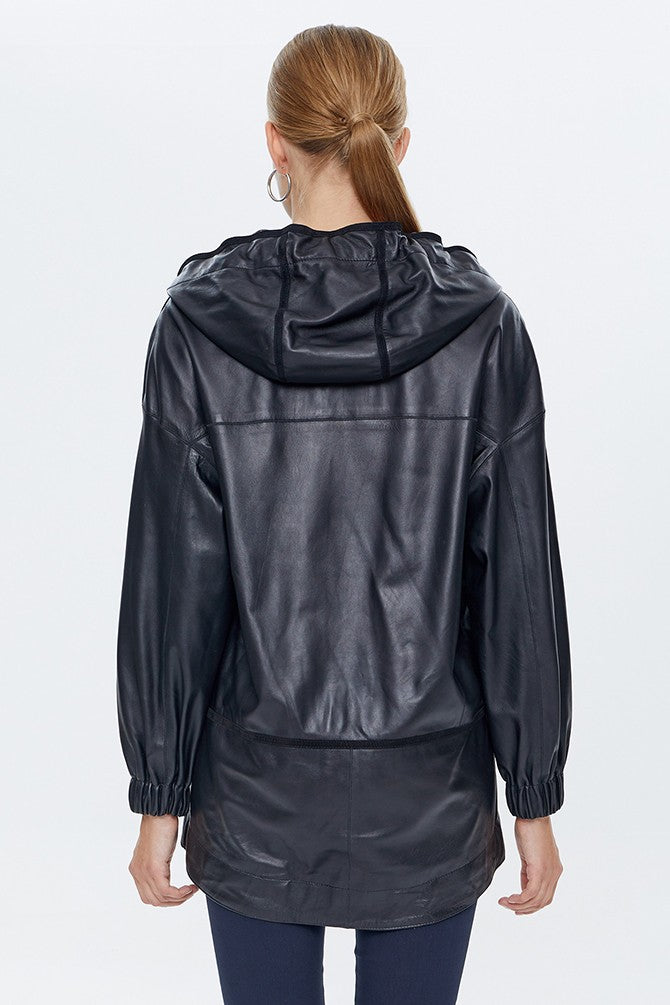 Liana Black Leather Jacket For Women