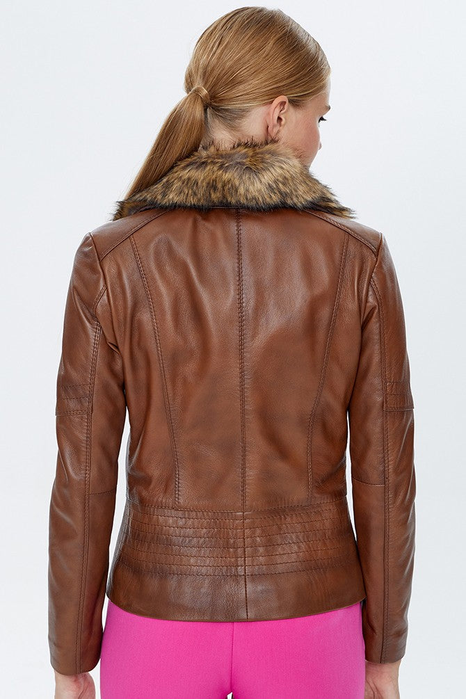Brown Belinda Leather Jacket For Women's