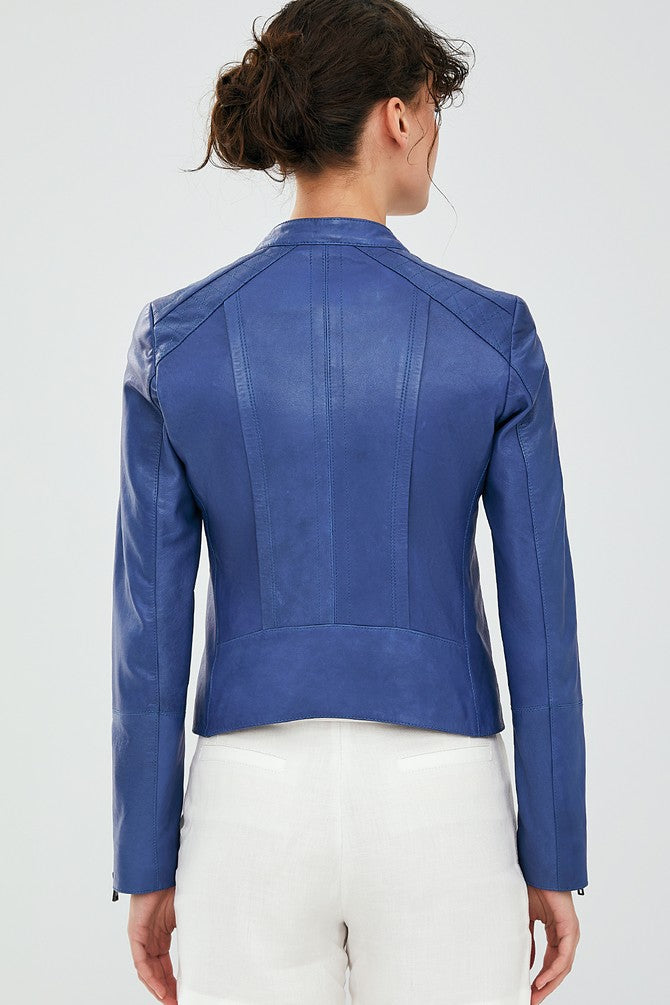 Eden Judith Blue Women Leather Jacket