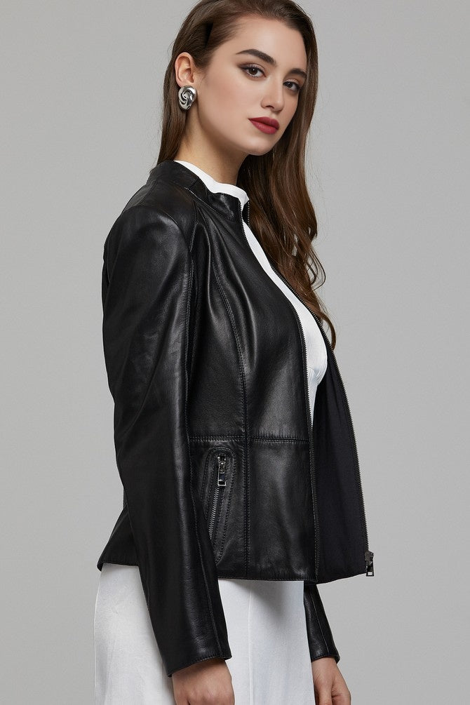 Mia Black Motor Bike Stylish Leather Jacket for Women