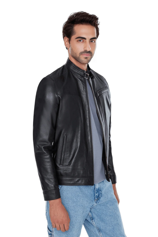 Jacob Black Biker Rider Leather Jacket For Men