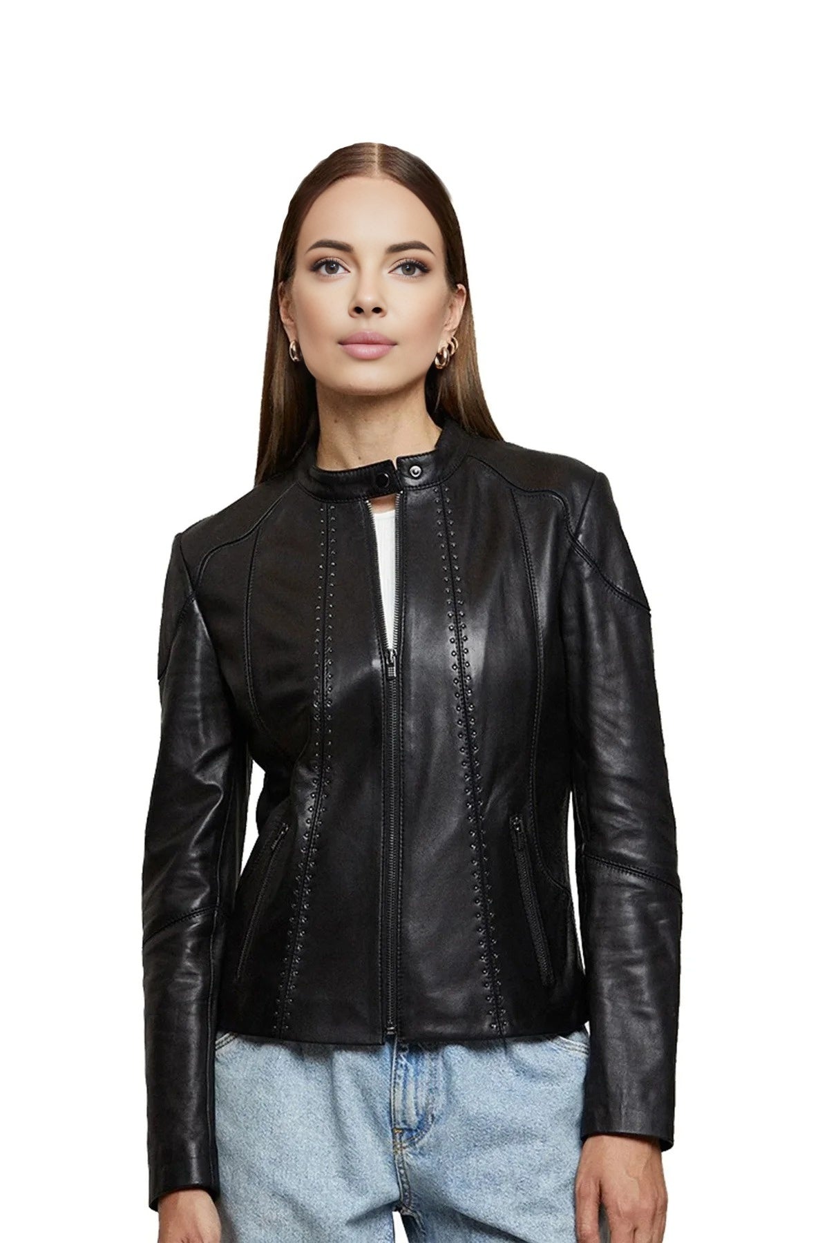 Beatrice Black Leather Jacket For Women