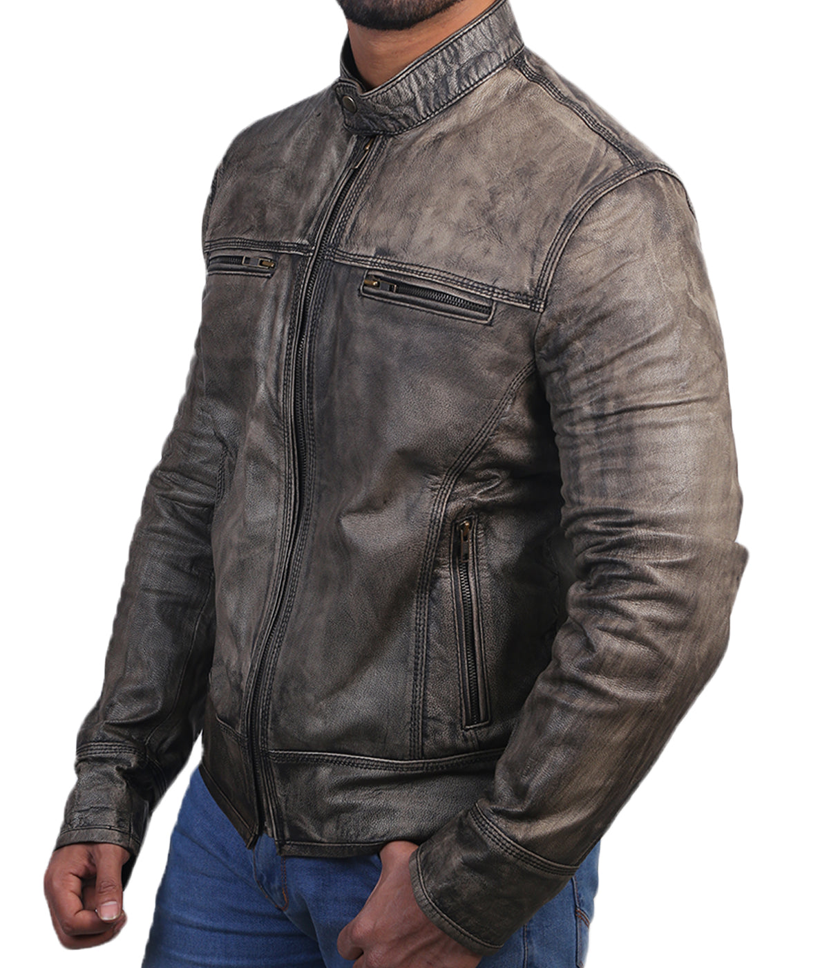 Antique Black Leather Jacket For Men