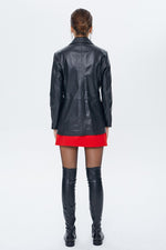 Black Barbara Blazer Leather Jacket For Women