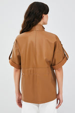 Brown Goldy Leather Jacket For Women's