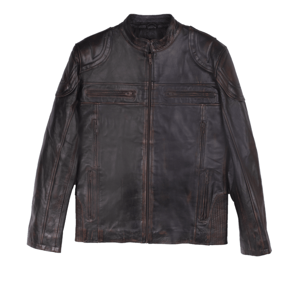 Motor Bike Distressed brown Leather Jacket For Men