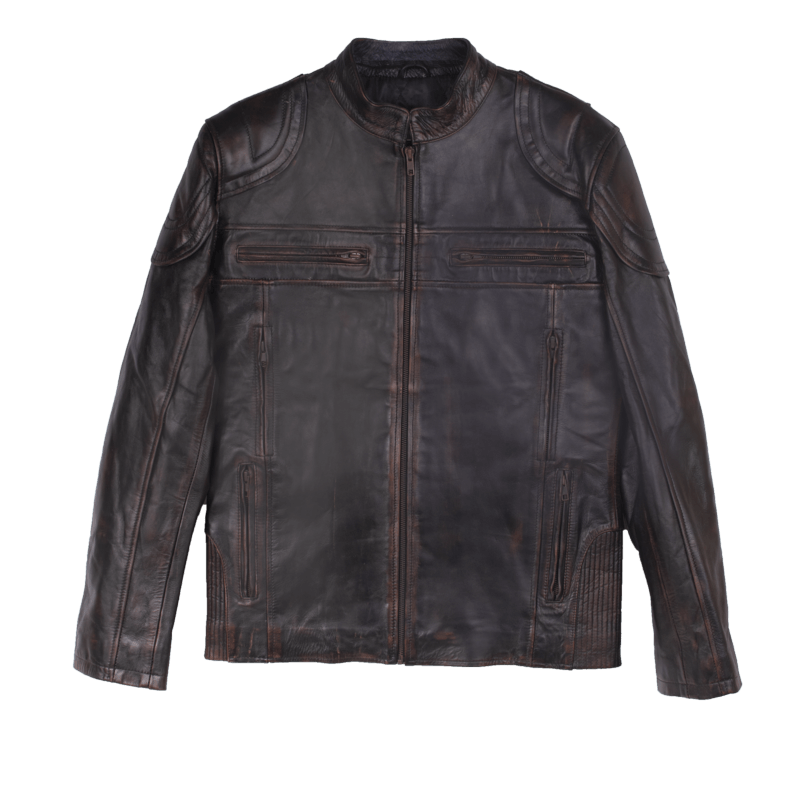 Motor Bike Distressed brown Leather Jacket For Men