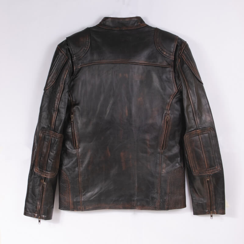 Motor Bike Distressed brown Leather Jacket For Men
