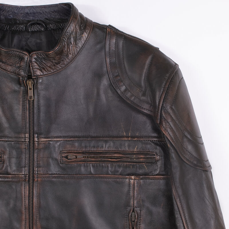 Motor Bike Distressed brown Leather Jacket For Men