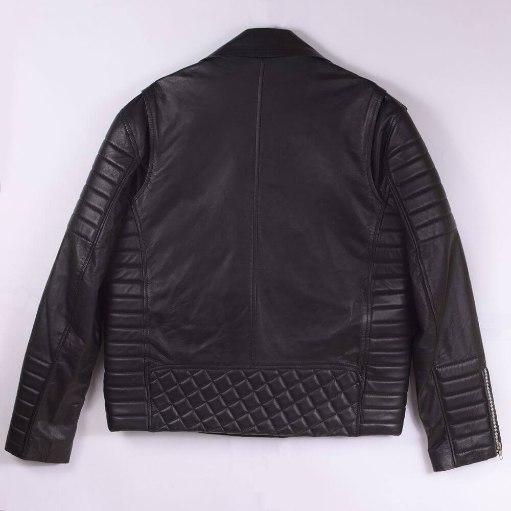 Black Quilted Men Leather Jacket