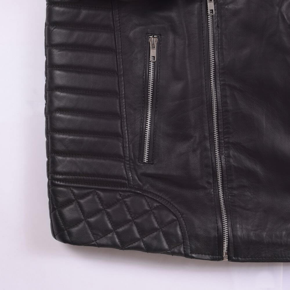 Black Quilted Men Leather Jacket